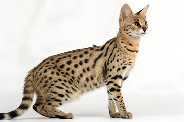 Naklejka premium savannah cat on a white background