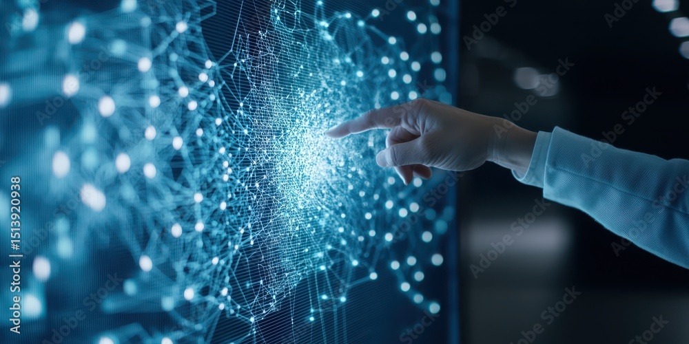 Aufkleber business confident finance concept. a hand interacts with a digital network display, showcasing tech