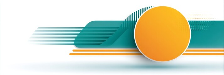 Vibrant Orange and Teal Geometric Abstract - Symbolizing energy, innovation, balance, progress, and optimism. A dynamic abstract design with a bold orange circle and teal accents