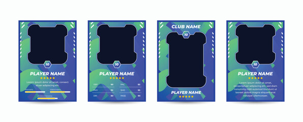 Set of player trading card templates, Photo frame and border collection for soccer, hockey, volleyball, and basketball players, Sport flyer layout design, Template eps 10.	