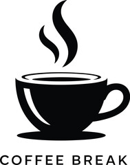 a hot cup of coffee against a white background,minimalist coffee mug,steam rising from coffee 