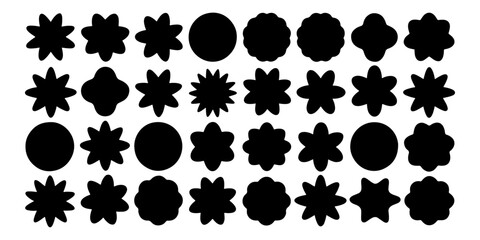 A vector illustration set of floral tree and leaf silhouettes forms a decorative nature pattern