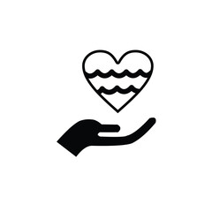 heart in hand vector icon