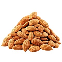 Fototapeta premium Pile of raw almonds stacked in a heap on white background