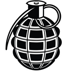 Vector Grenade Icons Set – Military Style Illustrations, Stylized Hand Grenade Clipart – Black and White Graphics,
Explosive Ordnance Icons – Grenade Vector Collection
