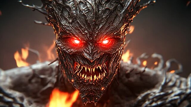 Sinister tree creature with glowing eyes in dark fantasy setting