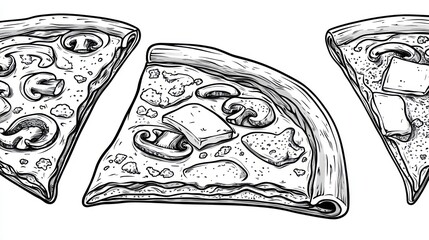 Hand-drawn pizza slices (4)