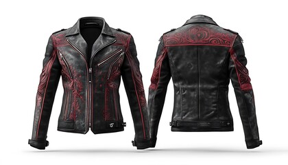 Black leather jacket isolated on a white background.
