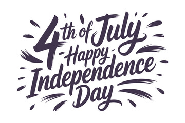 4th of July Happy Independence Day Typography with Fireworks Elements. Festive USA Patriotic Celebration Design For Greeting Cards, Banners, or Print Posters. Vector Template 
