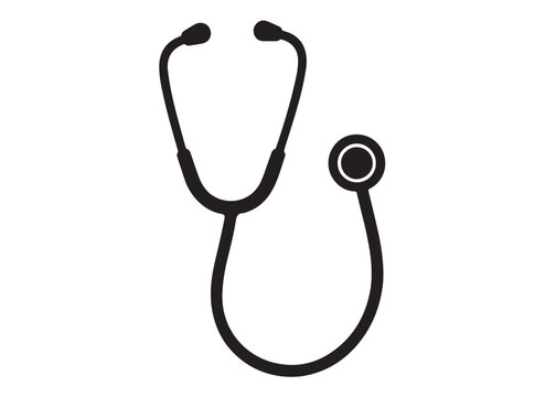 stethoscope logo silhouette vector medical tools, stethoscope symbol health logo icon silhouette, stethoscope black logo healthcare and medical design vector illustration on a white background.