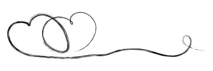 heart love symbol monoline vector, one line romantic illustration