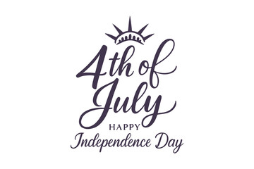 4th of July Happy Independence Day Typography with Fireworks Elements. Festive USA Patriotic Celebration Design For Greeting Cards, Banners, or Print Posters. Vector Template 