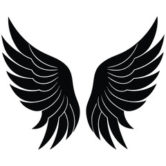 Obraz premium Simple black and white wings design for logos emblems and various decorative projects