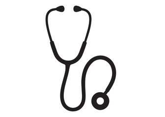stethoscope logo silhouette vector medical tools, stethoscope symbol health logo icon silhouette, stethoscope black logo healthcare and medical design vector illustration on a white background.
