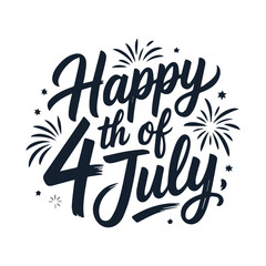 4th of July Happy Independence Day Typography with Fireworks Elements. Festive USA Patriotic Celebration Design For Greeting Cards, Banners, or Print Posters. Vector Template 