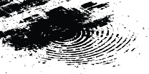 Black fingerprint isolated on transparent or white background,	