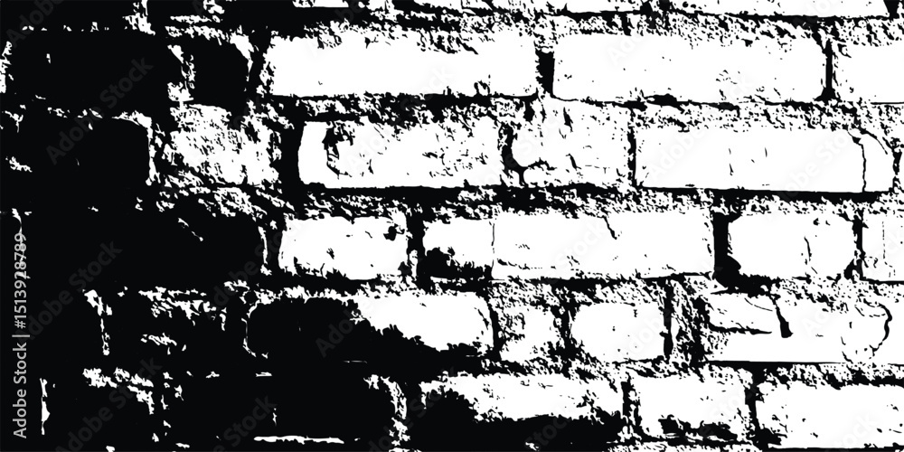 Poster Abstract background of white brick seamless texture of a white brick wall transparent background. Texture of a brick wall with cracks and scratches which can be used as a background. 