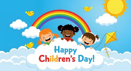 Happy Children's Day Celebrated by Multi-Ethnic Kids 