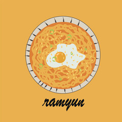 ramyun korean noodle food vector illustration