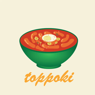 toppoki korean asia food vector illustration