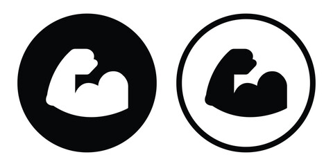 Hand muscle line icon. Strong bicep. Power of protein for man icon. Flex muscle arm. Exercise in gym for health. Logo of fitness, workout, bodybuilder. Strong muscular arms. Strong muscle, arm. EPS 10