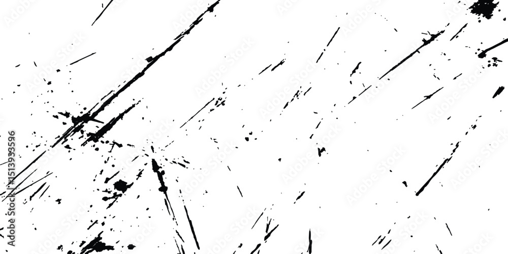 Poster scratches texture dirty grainy and scratches transparent white background. Vector scratch marks line on white and transparent background. Vector abstract style black paintbrush design banner templates