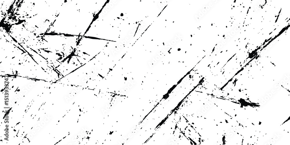 Poster scratches texture dirty grainy and scratches transparent white background. Vector scratch marks line on white and transparent background. Vector abstract style black paintbrush design banner templates