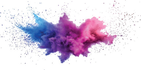 Colorful bright rainbow holi paint color powder explosion isolated on white background.