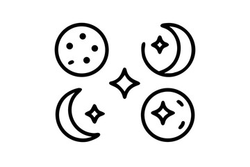 Fototapeta premium Celestial Moons Four Unique Moon Icons in Different Colors