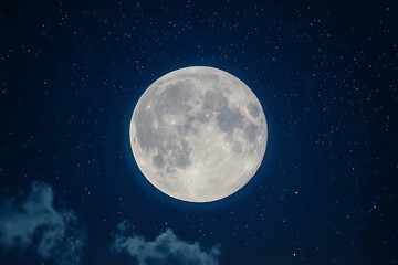 Fototapeta premium Full moon in the night sky with stars. 3D Rendering