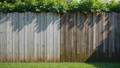 Pressure washing cleaning wooden fence. Difference between clean dirty surface. Moss, algae, mildew removal from old weathered wood fence. Home improvement renovation, backyard maintenance.