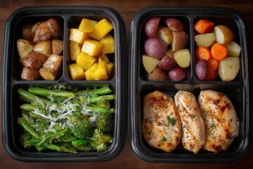 Comparison of Frozen Meal on the Left and Heated Meal on the Right Showcasing Healthy Ingredients and Portion Sizes for a Balanced Diet