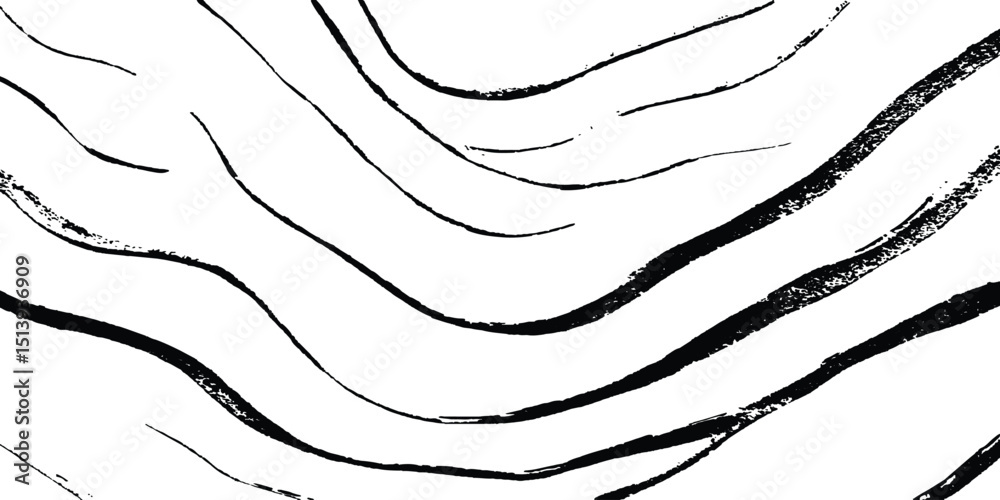Aufkleber Line art wave line isolated white backgrounds drawing. Abstract black wave design isolated on white background. abstract black wave and curve design ,modern and smooth motion white background,
