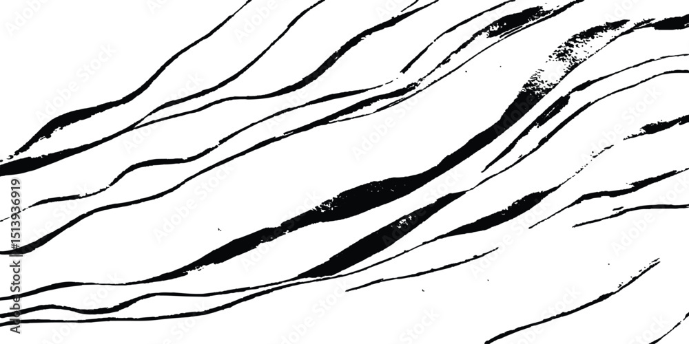 Aufkleber line art wave line isolated white backgrounds drawing. abstract black wave design isolated on white 