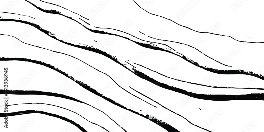 Aufkleber Line art wave line isolated white backgrounds drawing. Abstract black wave design isolated on white background. abstract black wave and curve design ,modern and smooth motion white background,

