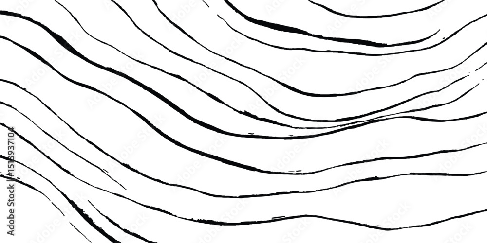 Aufkleber Line art pattern isolated white backgrounds drawing. Wavy line abstract vector background. Curve wave. Line art striped graphic template. Vector illustration.