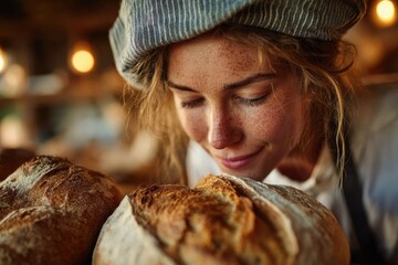 Savoring freshly baked bread bakery culinary delight rustic atmosphere close-up view sensory experience