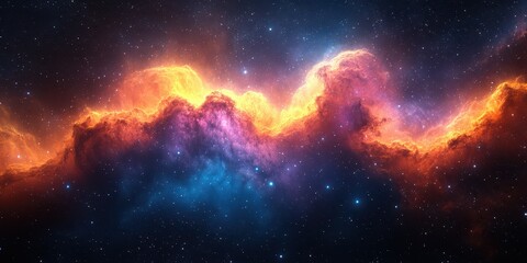 Fototapeta premium Vibrant cosmic clouds illuminated by star formation in the depths of space