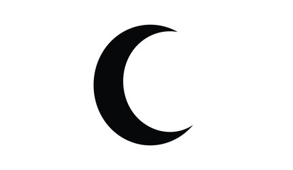 Black crescent moon isolated on white background