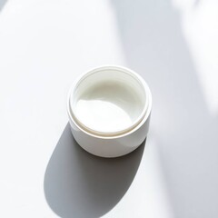 Strong Moody Style High-Angle White Cream Jar Mockup for Packaging Preview