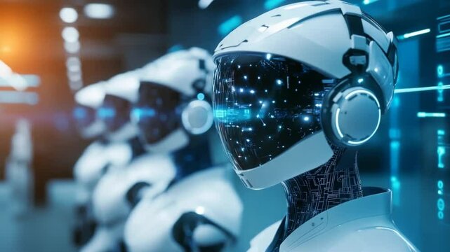 Futuristic Robotic Assembly Line: Streamlined Production with Advanced AI Technology