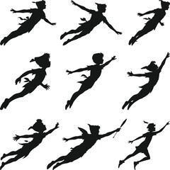 Peter Pan Bundle SVG, Peter Pan Silhouette, Peter Pan vector, Peter Pan vector clipart Silhouette,