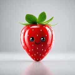 Cute strawberry cartoon character on white background