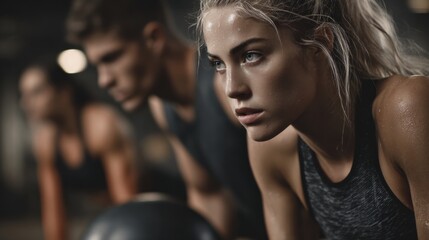 Intense workout session gym fitness training indoor close-up motivation and strength