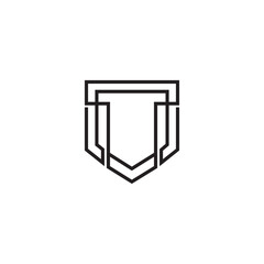 abstract shield logo in line art design style