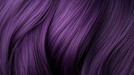 Close-up of vibrant purple hair, showcasing a smooth and flowing texture. The color is rich and consistent, creating a visually appealing and luxurious look.
