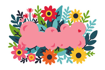Colorful Floral Congratulations Card Design-Bright Blossoms and Foliage Illustration-Blank Space for Personalized Message-Ideal for Celebrations and Greetings