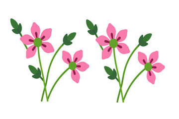 Fototapeta premium Pink Flowers Illustration- Cute Floral Design- Vector Graphic for Spring and Summer Projects- Perfect for Greeting Cards and Invitations