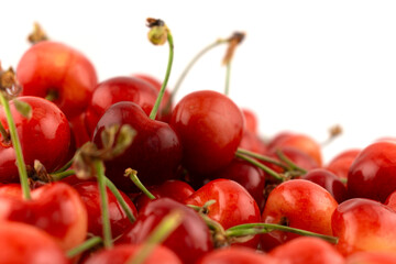 This delightful shot captures a generous pile of fresh, ripe cherries, evoking pure natural sweetness and seasonal joy. Perfect for food photography, healthy recipes, or farmers' market promotions