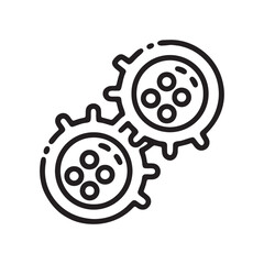 Obraz premium Black and White Line Icon of Virus Structure Depicting Infection, Disease, and Microbial Contamination Concept